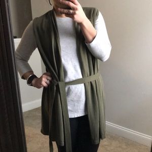 Hunter green tunic length vest